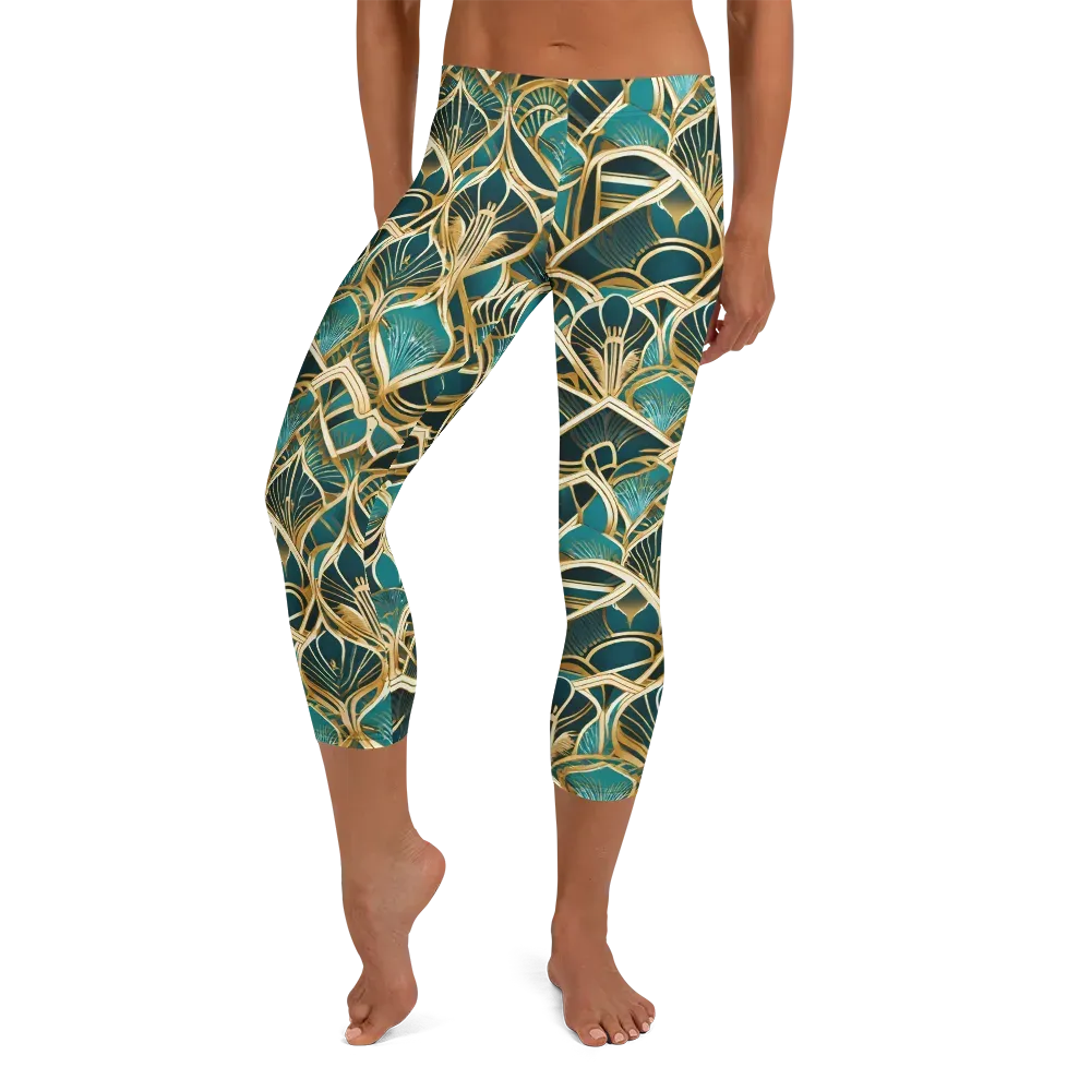 Gilded Botanicals on Capri Leggings — Front