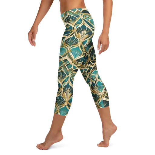 Gilded Botanicals on a Capri Leggings