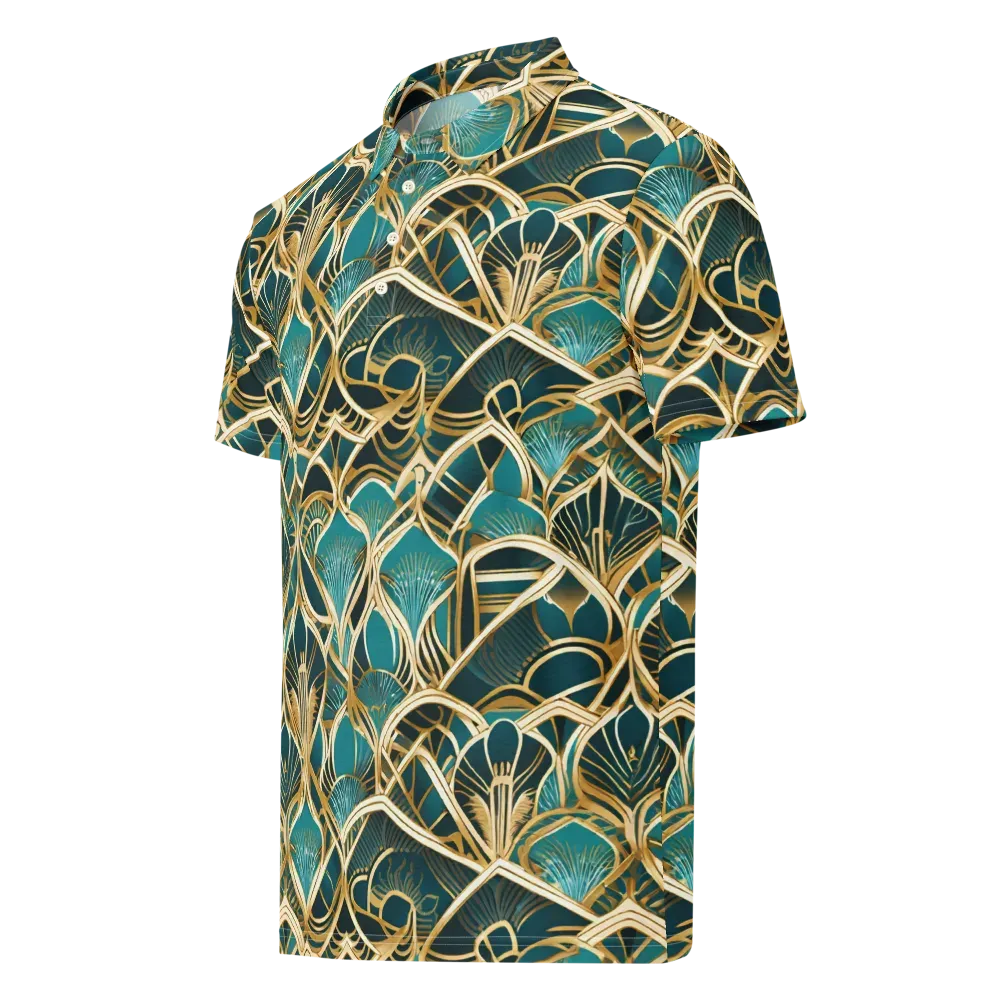 Gilded Botanicals on Men's Slim Fit Polo Shirt — Left Front