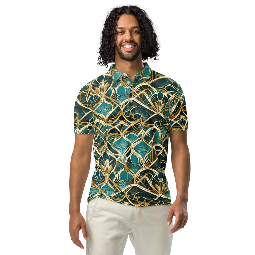 Gilded Botanicals on Men's Slim Fit Polo Shirt — Front
