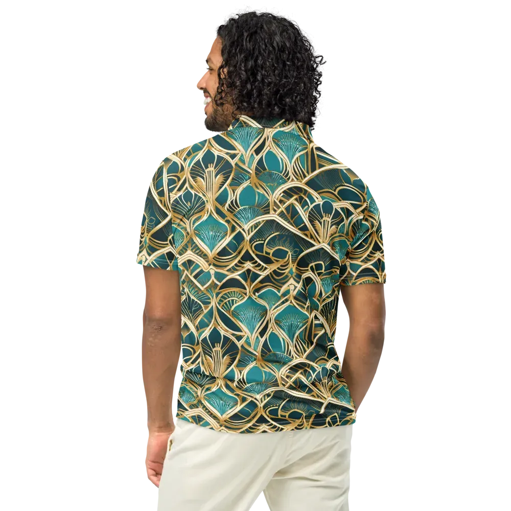 Gilded Botanicals on Men's Slim Fit Polo Shirt — Back