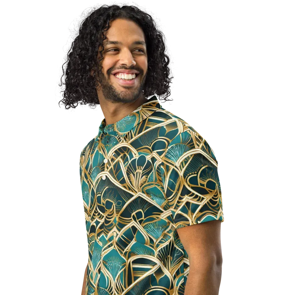 Gilded Botanicals on Men's Slim Fit Polo Shirt — Left Front