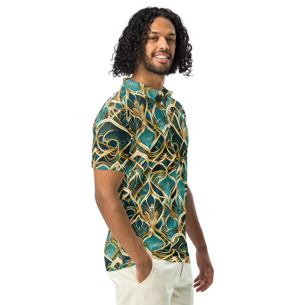 Gilded Botanicals on Men's Slim Fit Polo Shirt — Right Front