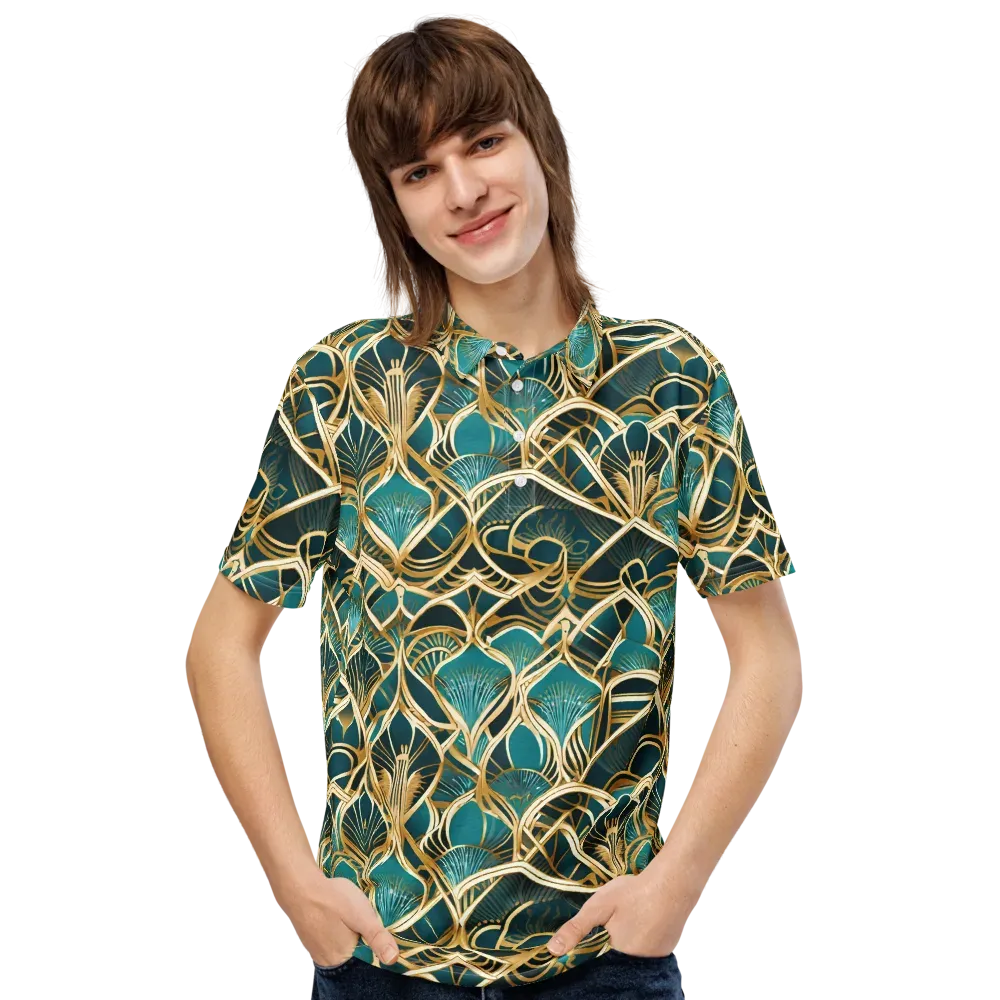Gilded Botanicals on Men's Slim Fit Polo Shirt — Front