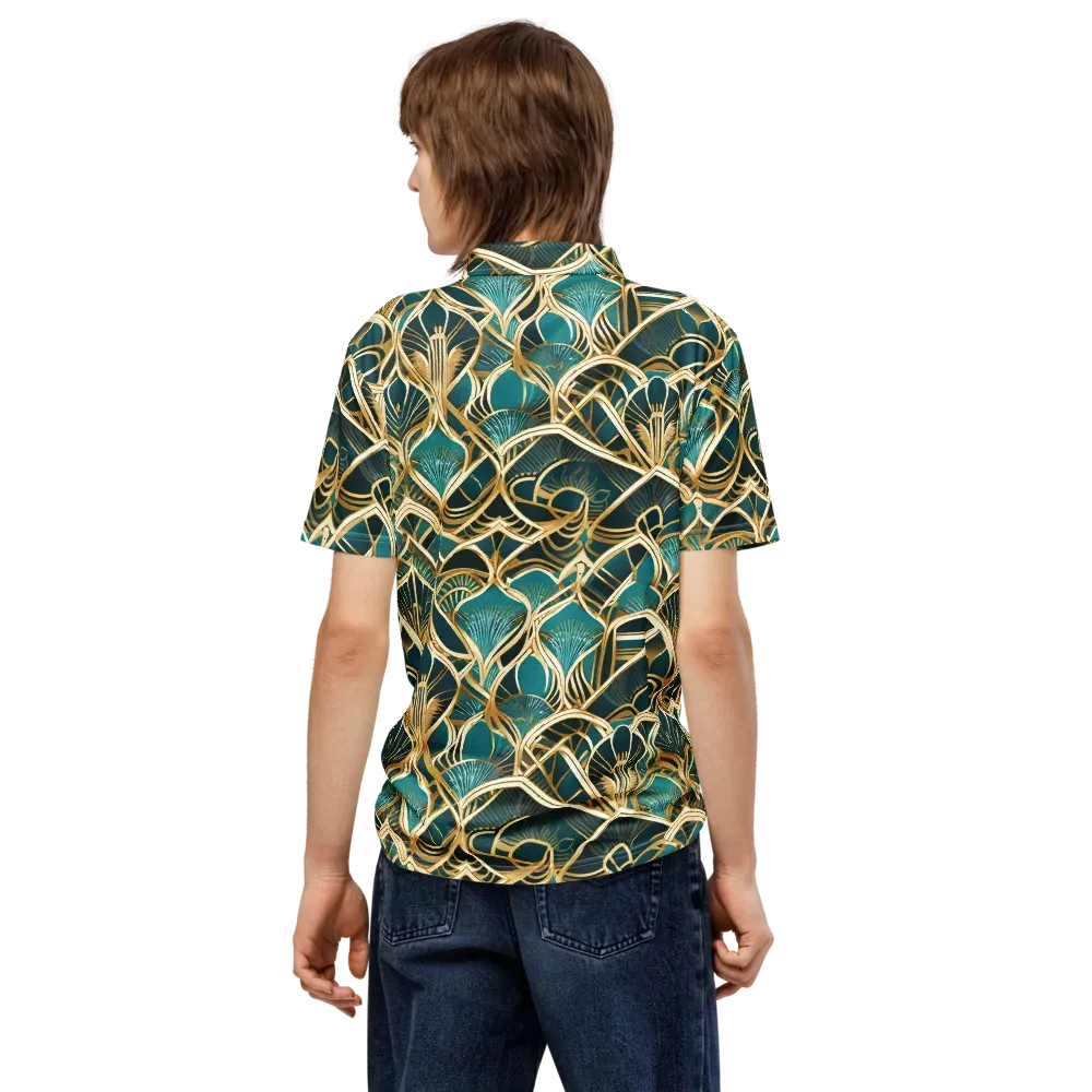 Gilded Botanicals on Men's Slim Fit Polo Shirt — Back
