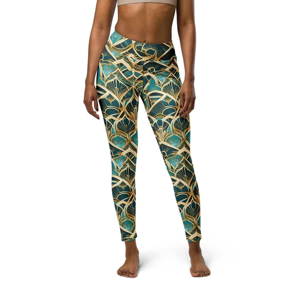 Gilded Botanicals on Yoga Leggings — Front