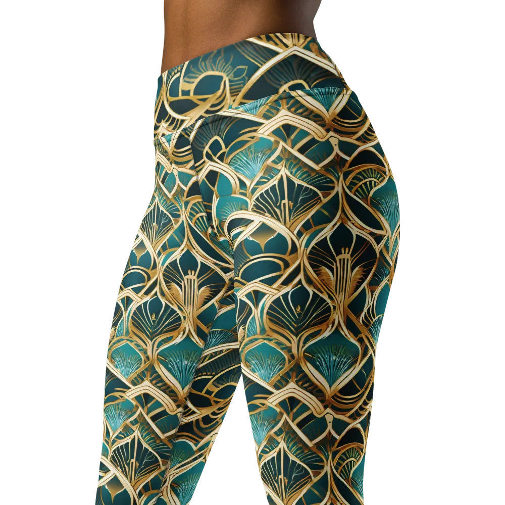 Gilded Botanicals on Yoga Leggings — Left Front