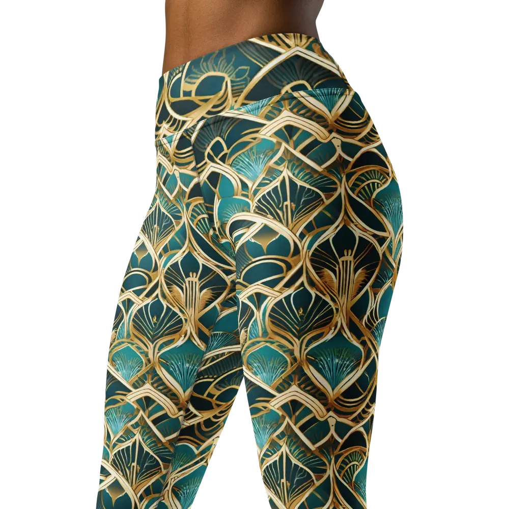 Gilded Botanicals on Yoga Leggings — Left Front