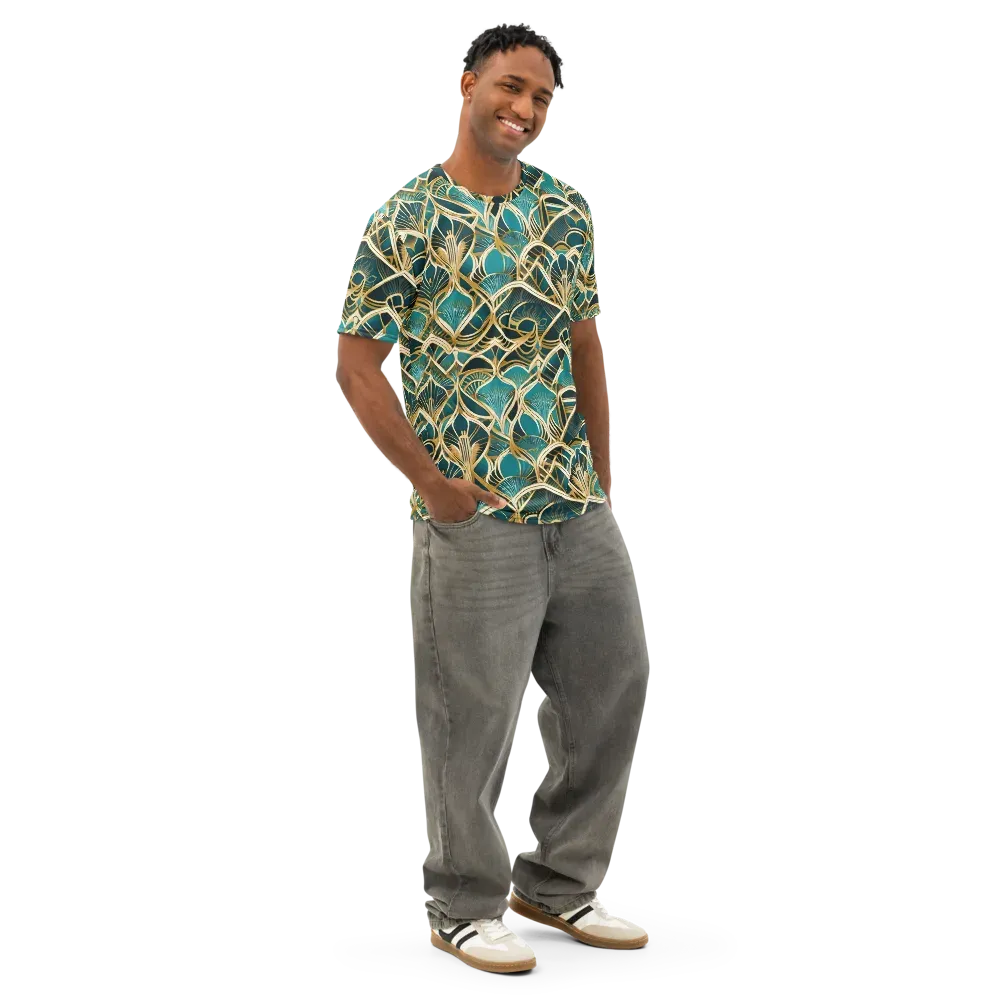 Gilded Botanicals on Men's Cotton Crew Neck T-Shirt — Right Front