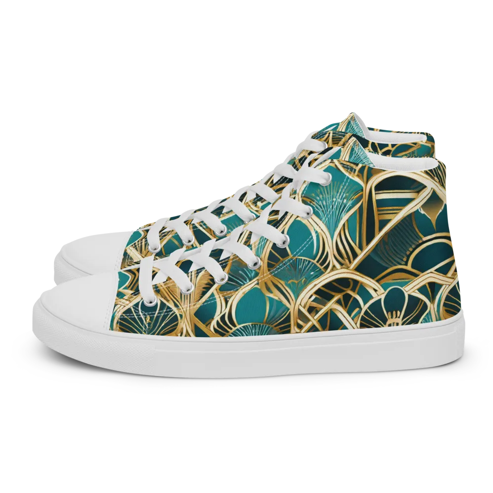 Gilded Botanicals on Men's High Top Canvas Shoes — Left