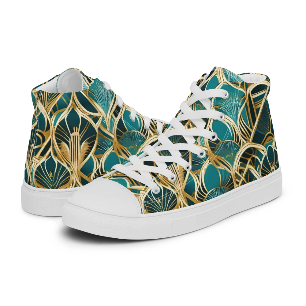 Gilded Botanicals on Men's High Top Canvas Shoes — Left