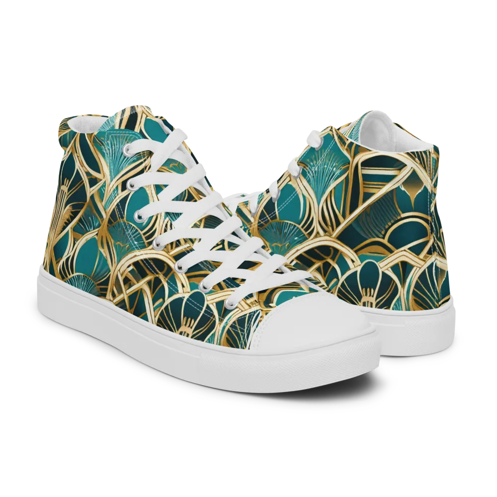 Gilded Botanicals on Men's High Top Canvas Shoes — Right