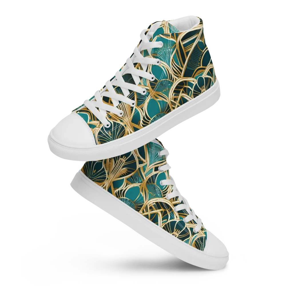 Gilded Botanicals on Men's High Top Canvas Shoes — Front
