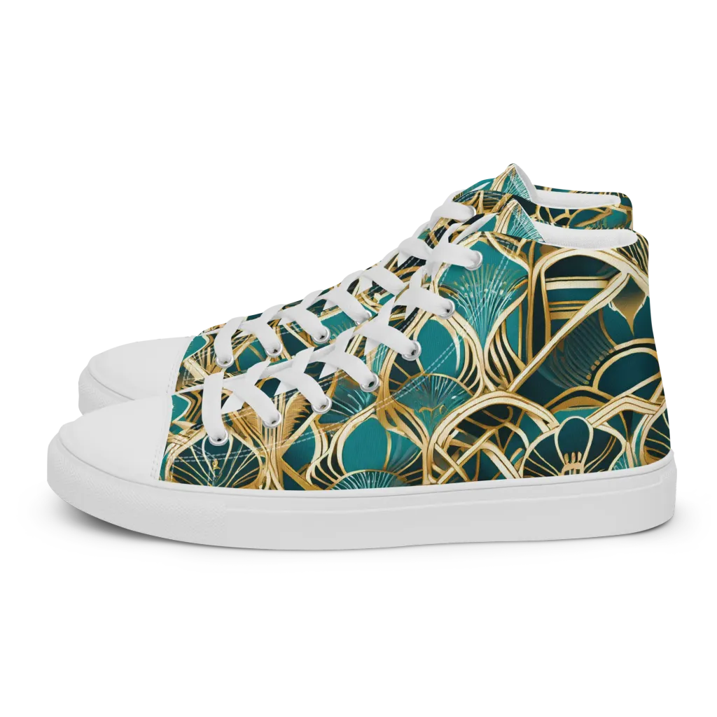Gilded Botanicals on Women's High Top Canvas Shoes — Left