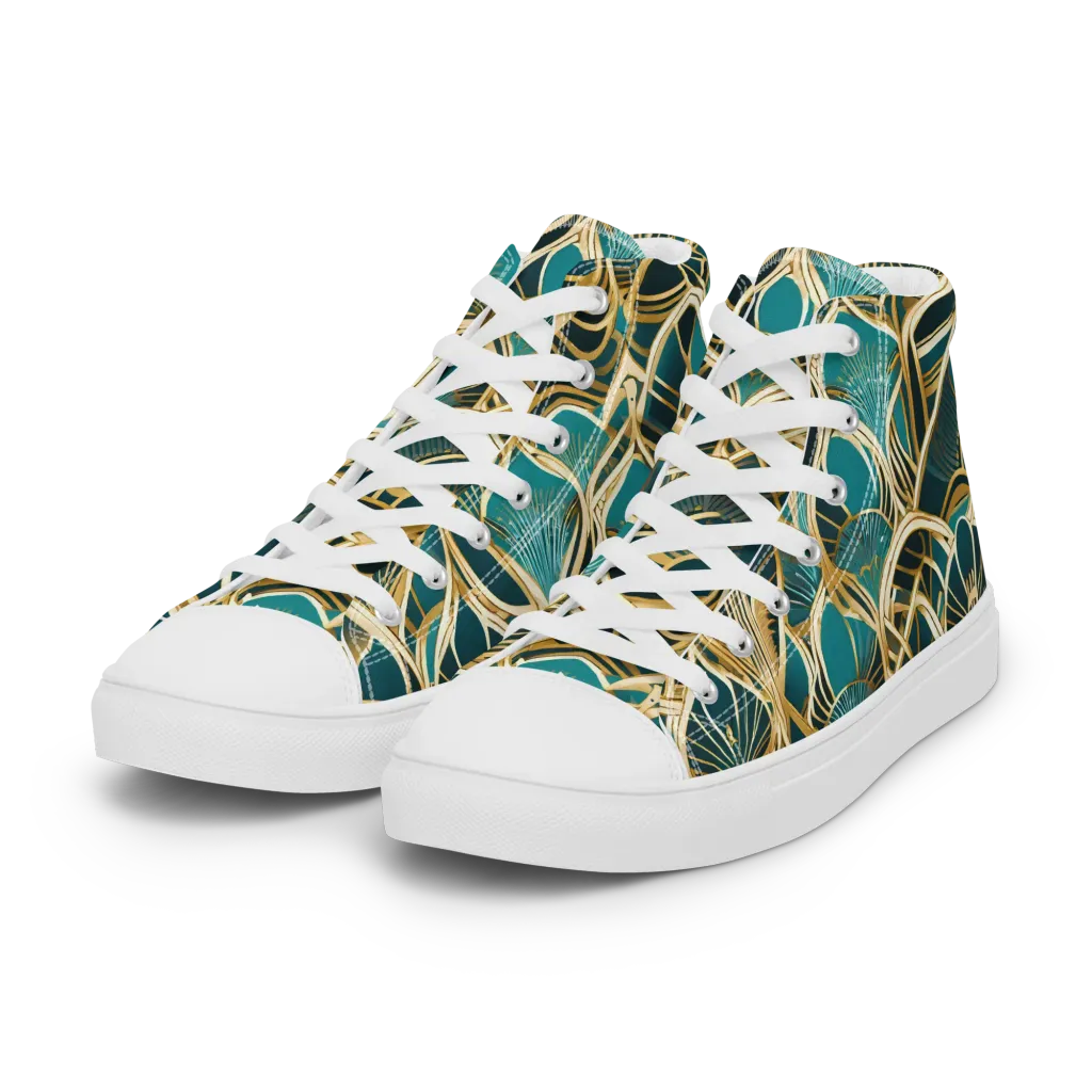 Gilded Botanicals on Women's High Top Canvas Shoes — Left Front