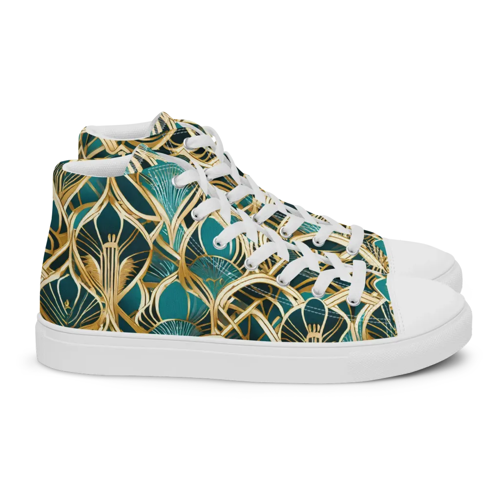 Gilded Botanicals on Women's High Top Canvas Shoes — Right
