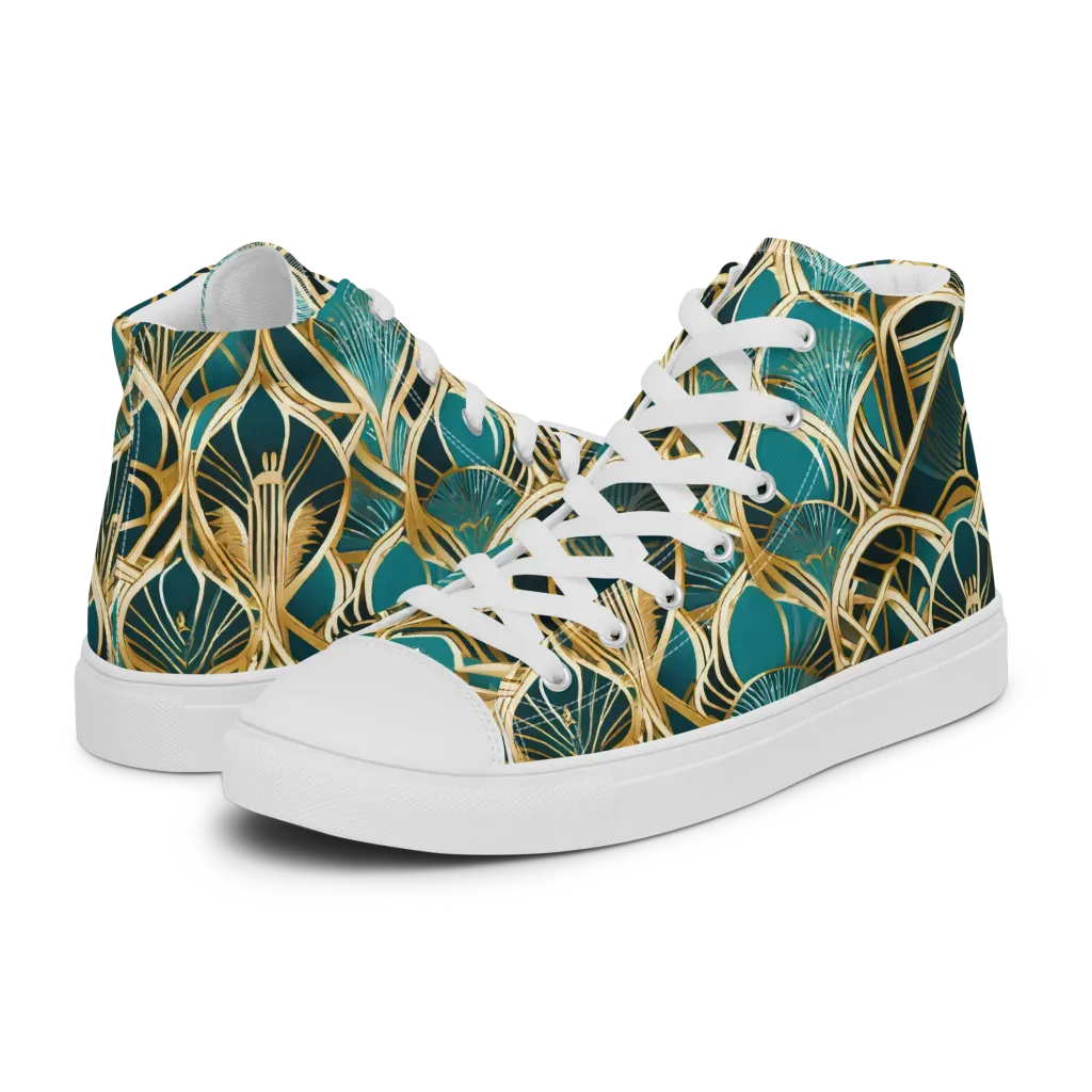 Gilded Botanicals on Women's High Top Canvas Shoes — Left
