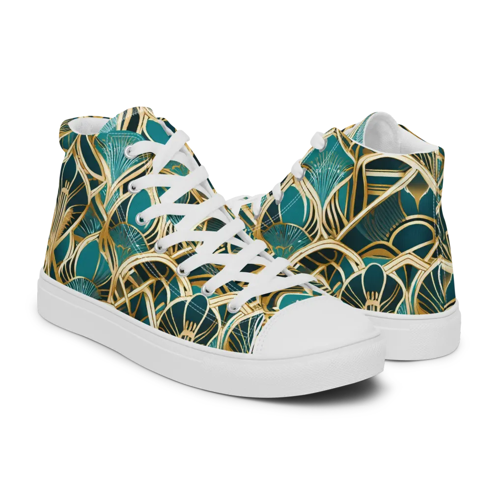 Gilded Botanicals on Women's High Top Canvas Shoes — Right