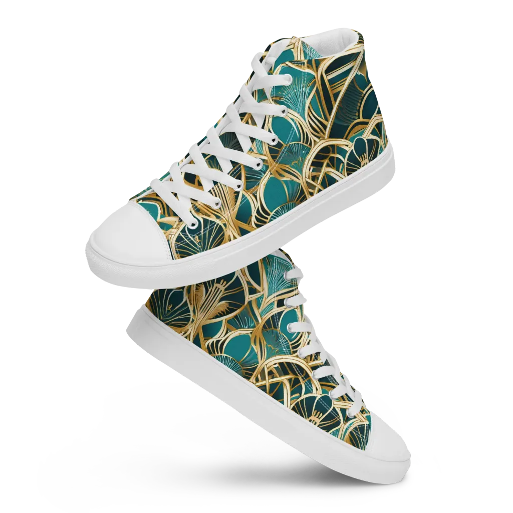 Gilded Botanicals on Women's High Top Canvas Shoes — Front