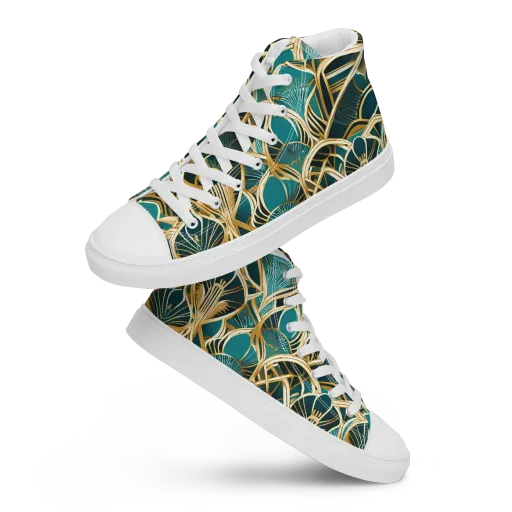 Gilded Botanicals on a Women's High Top Canvas Shoes