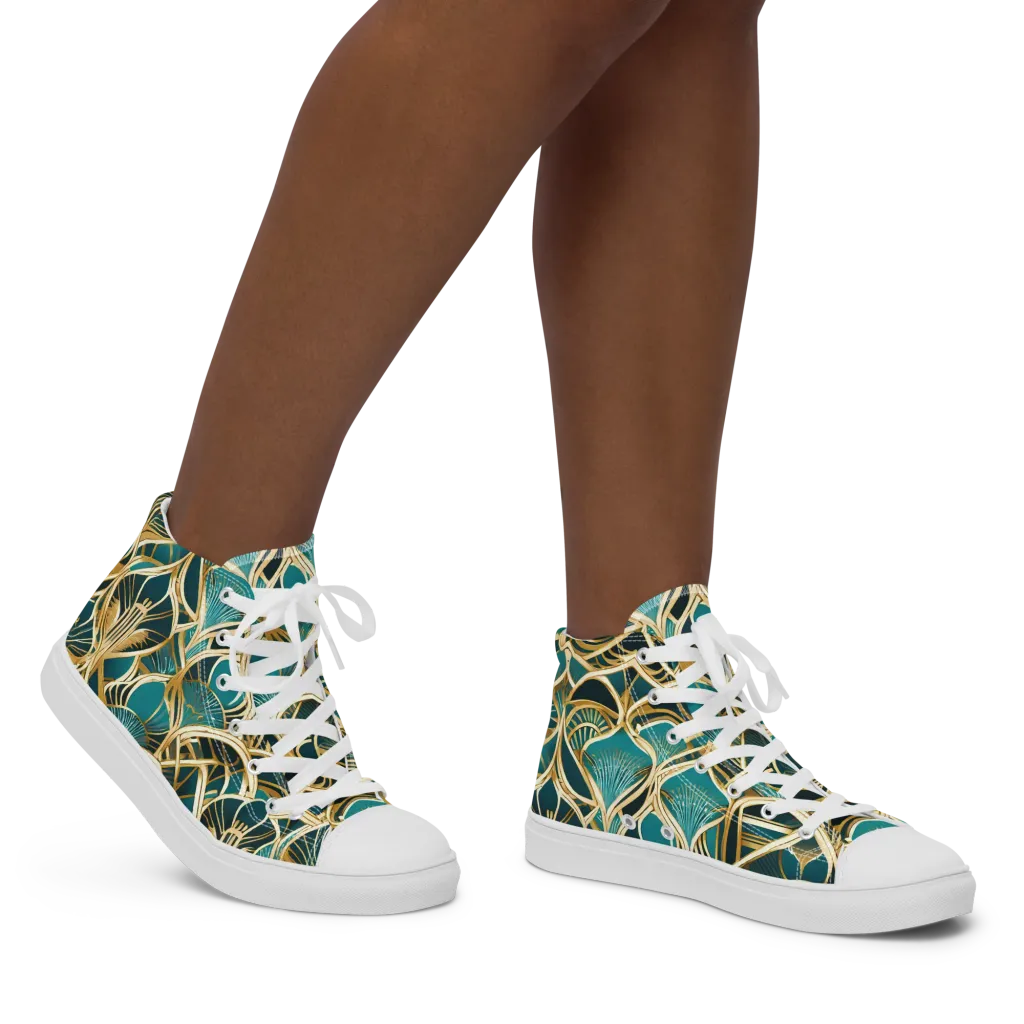 Gilded Botanicals on Women's High Top Canvas Shoes — Right