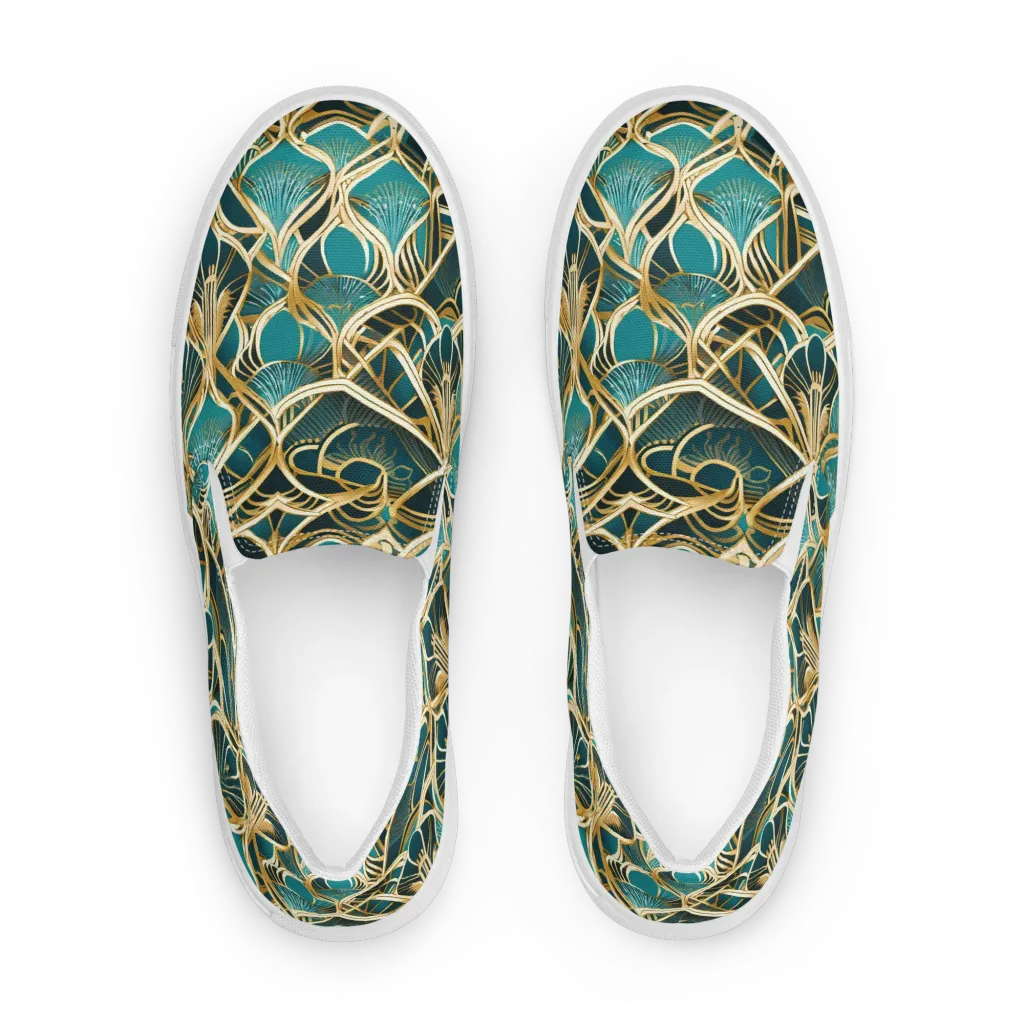 Gilded Botanicals on Men's Slip-On Canvas Shoes — Front