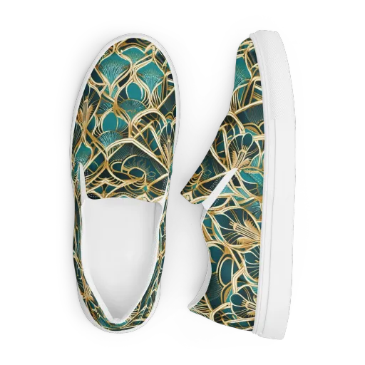 Gilded Botanicals on a Men's Slip-On Canvas Shoes