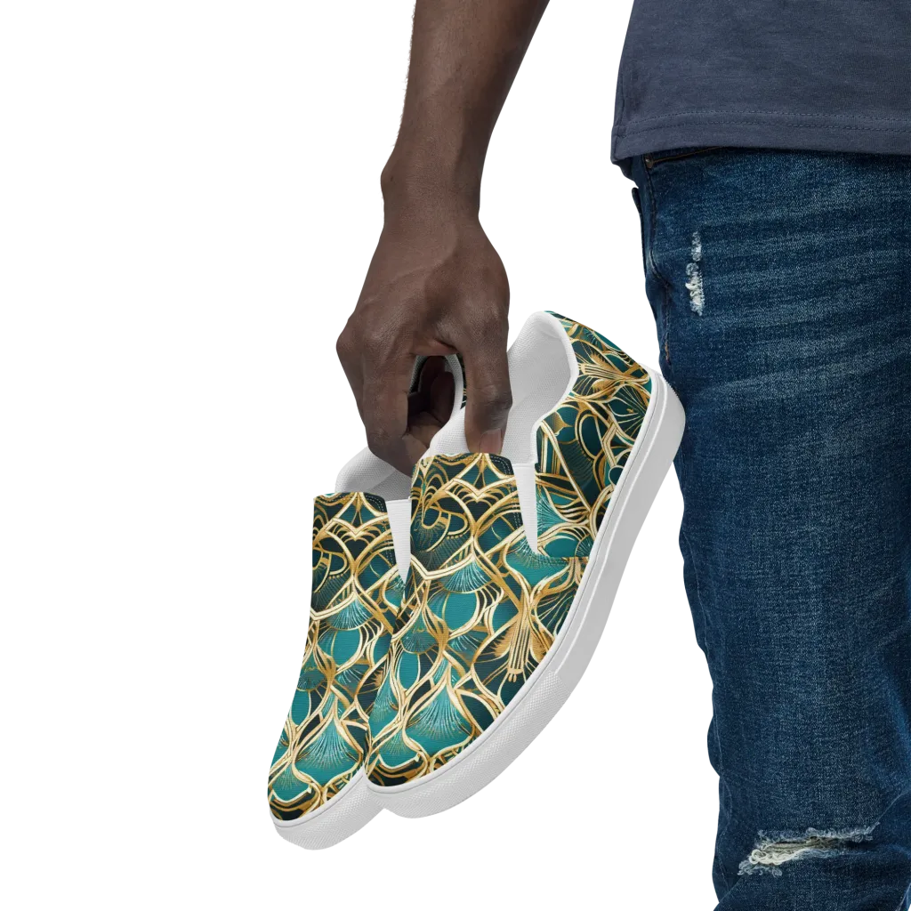 Gilded Botanicals on Men's Slip-On Canvas Shoes — Left Front