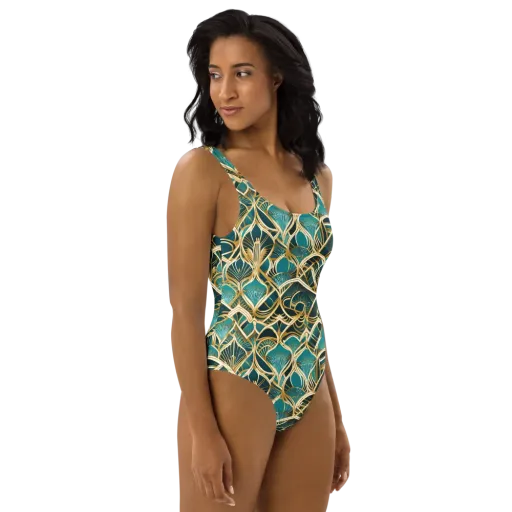 Gilded Botanicals on a One-Piece Swimsuit