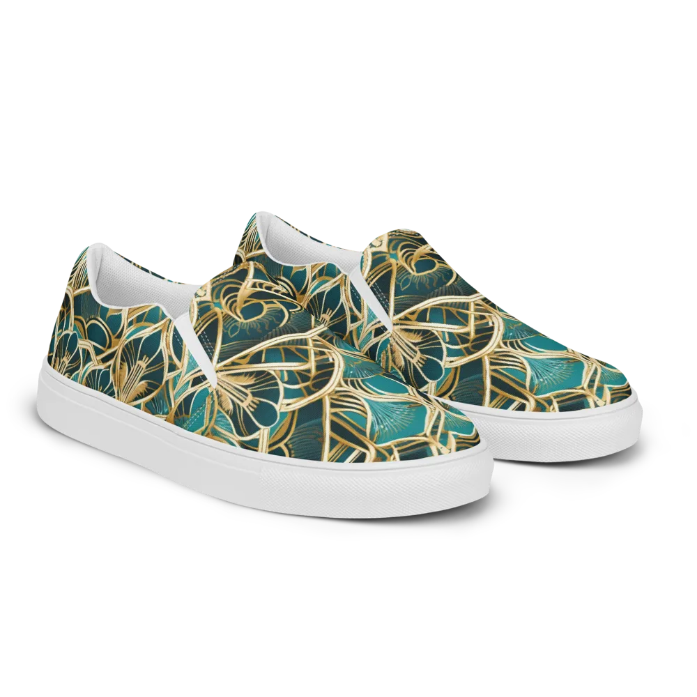 Gilded Botanicals on Women's Slip-On Canvas Shoes — Right Front