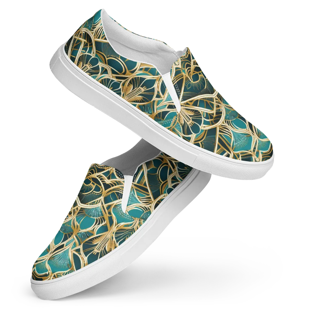 Gilded Botanicals on Women's Slip-On Canvas Shoes — Front