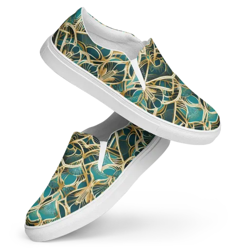 Gilded Botanicals on a Women's Slip-On Canvas Shoes