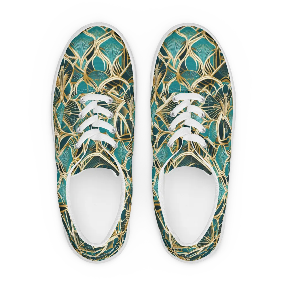 Gilded Botanicals on Men's Lace-Up Canvas Shoes — Front