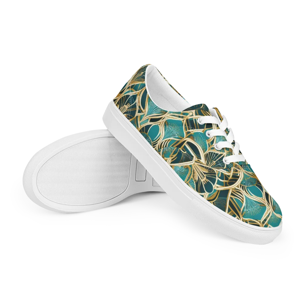 Gilded Botanicals on Men's Lace-Up Canvas Shoes — Right Front