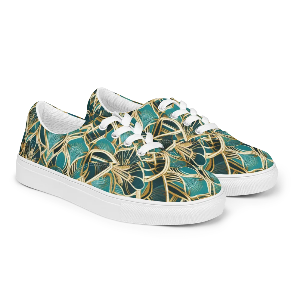 Gilded Botanicals on Men's Lace-Up Canvas Shoes — Right Front