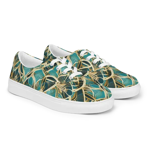 Gilded Botanicals on a Men's Lace-Up Canvas Shoes