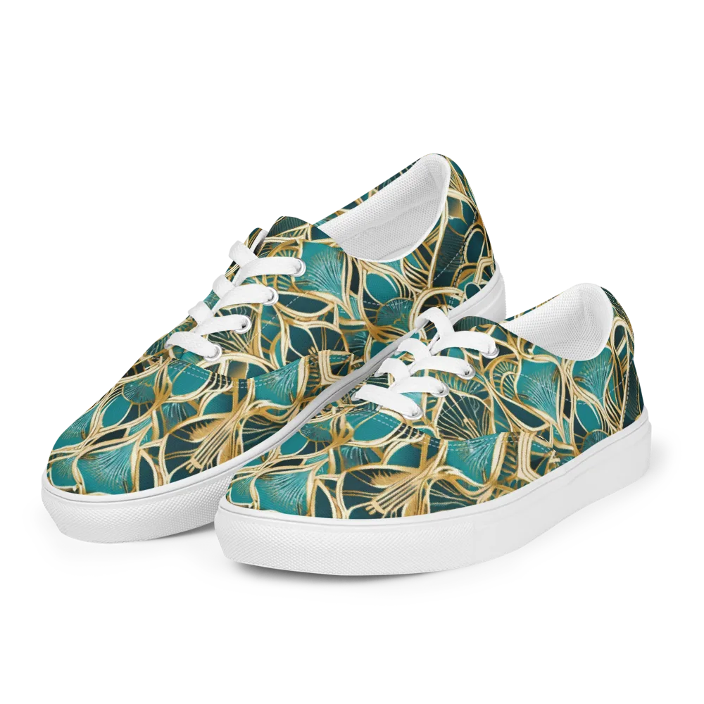 Gilded Botanicals on Men's Lace-Up Canvas Shoes — Left Front