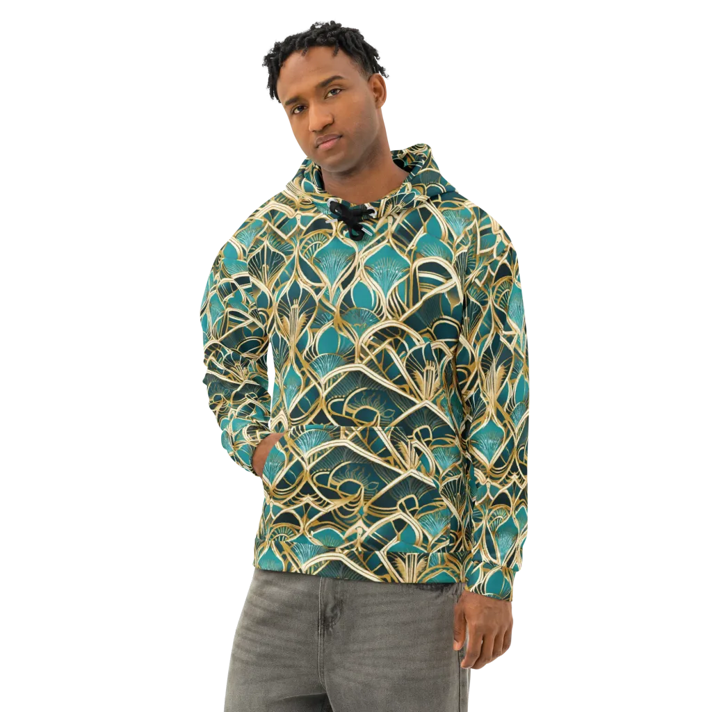Gilded Botanicals on Cotton Hoodie — Left Front