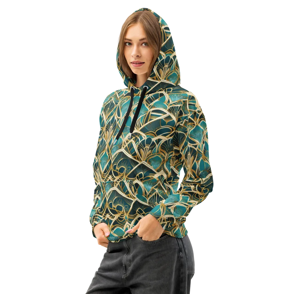 Gilded Botanicals on Cotton Hoodie — Left Front