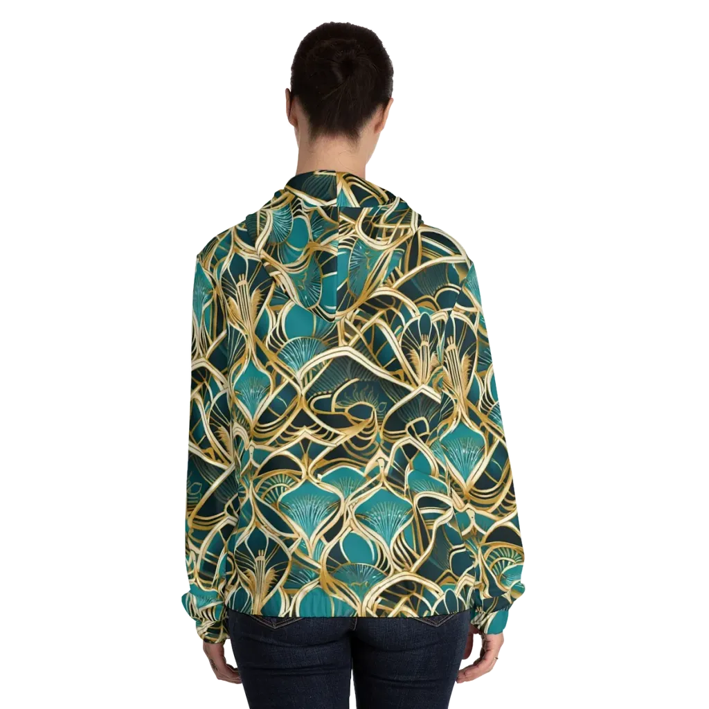 Gilded Botanicals on Women's Full-Zip Hoodie — Back On Person