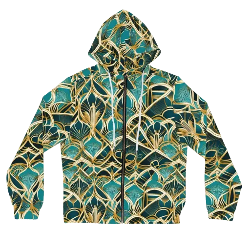 Gilded Botanicals on a Women's Full-Zip Hoodie