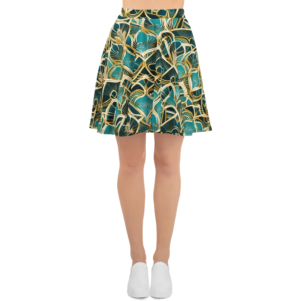 Gilded Botanicals on Skater Skirt — Front