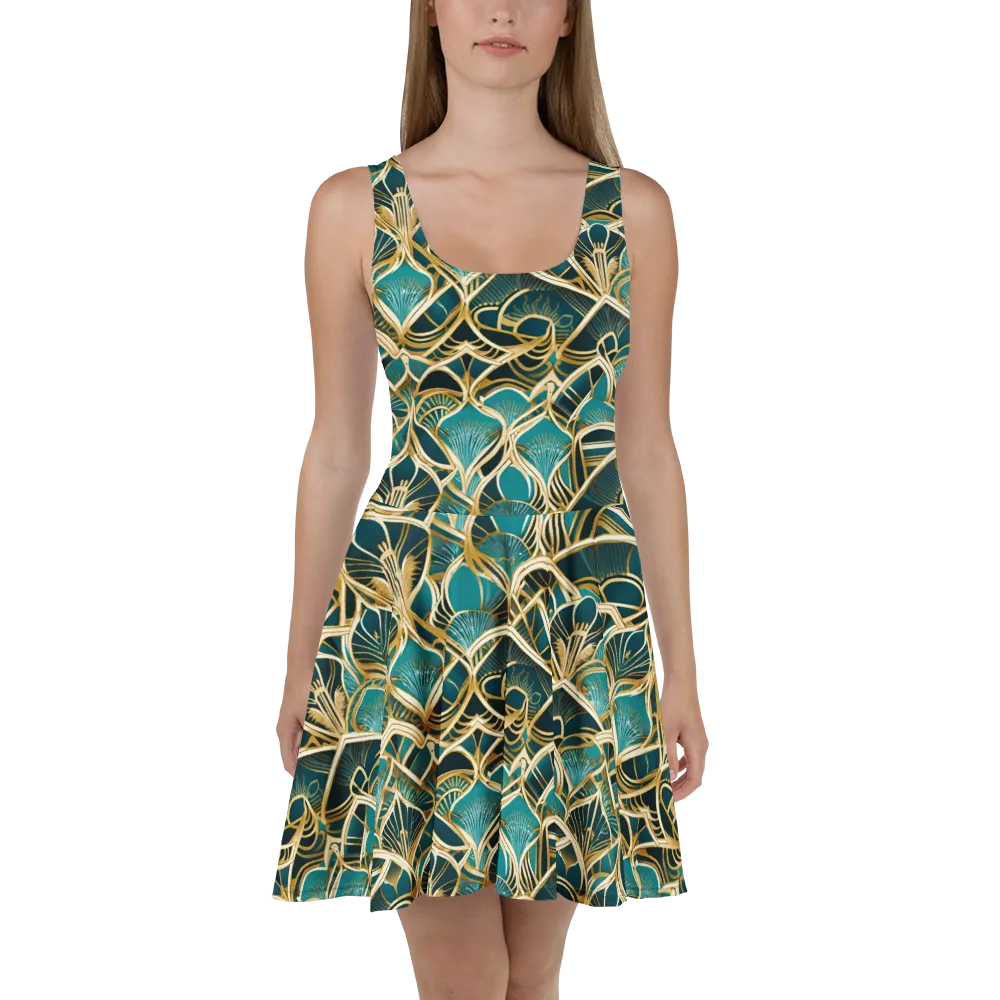 Gilded Botanicals on Skater Dress — Front