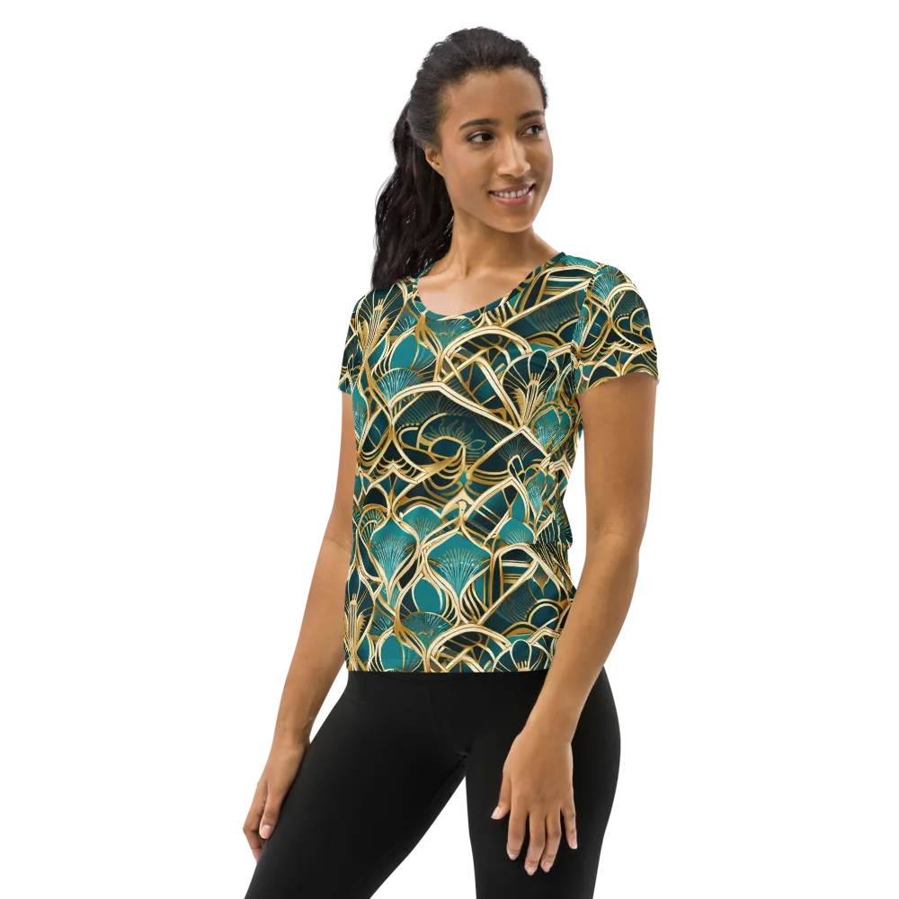 Gilded Botanicals on Women's Athletic T-Shirt — Left