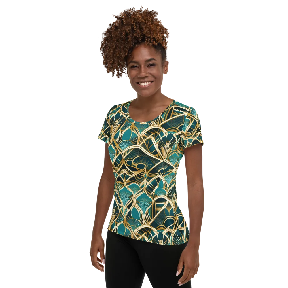 Gilded Botanicals on Women's Athletic T-Shirt — Left