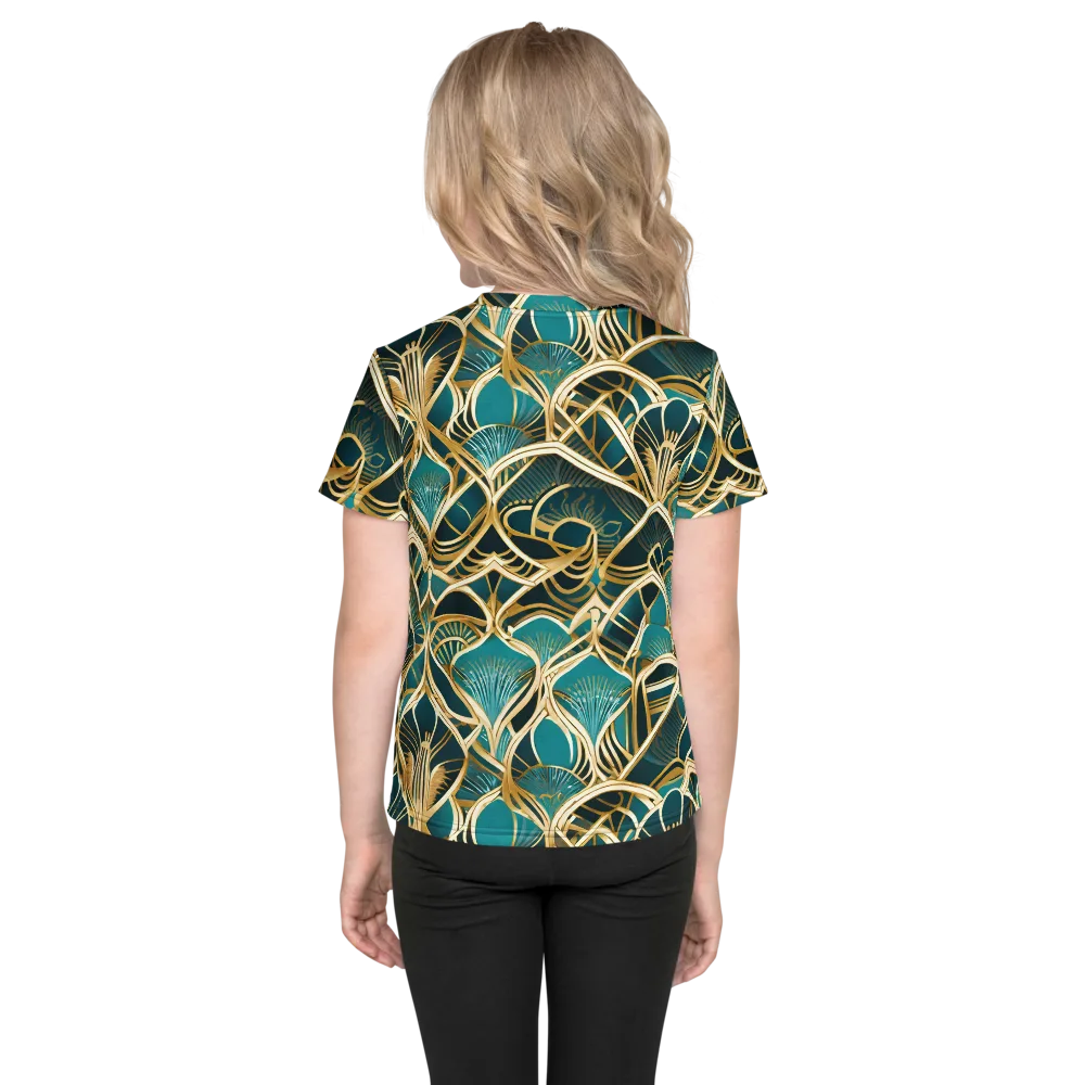 Gilded Botanicals on Kids Crew Neck T-Shirt — Back