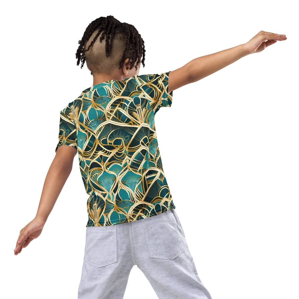 Gilded Botanicals on Kids Crew Neck T-Shirt — Back