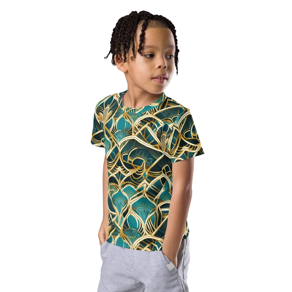 Gilded Botanicals on Kids Crew Neck T-Shirt — Left Front