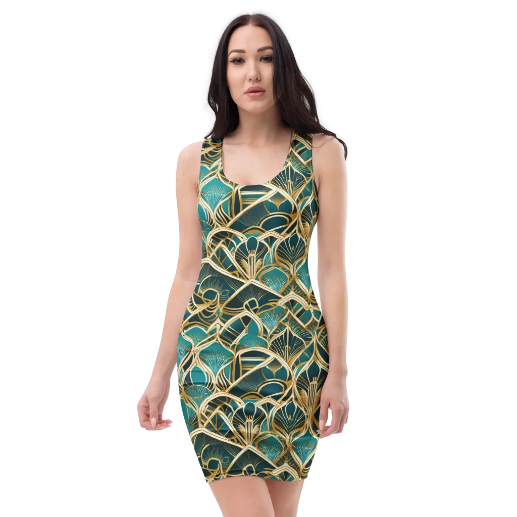 Gilded Botanicals on Bodycon Dress — Front