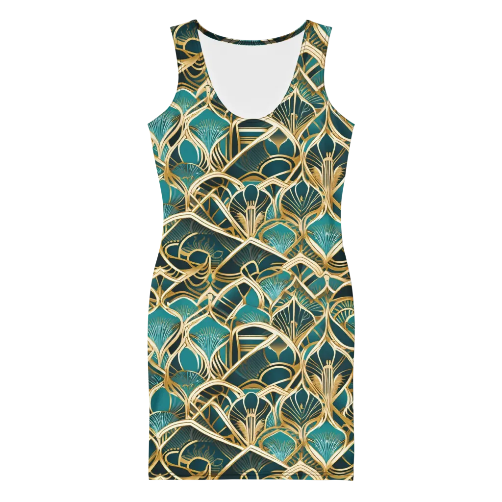 Gilded Botanicals on Bodycon Dress — Front